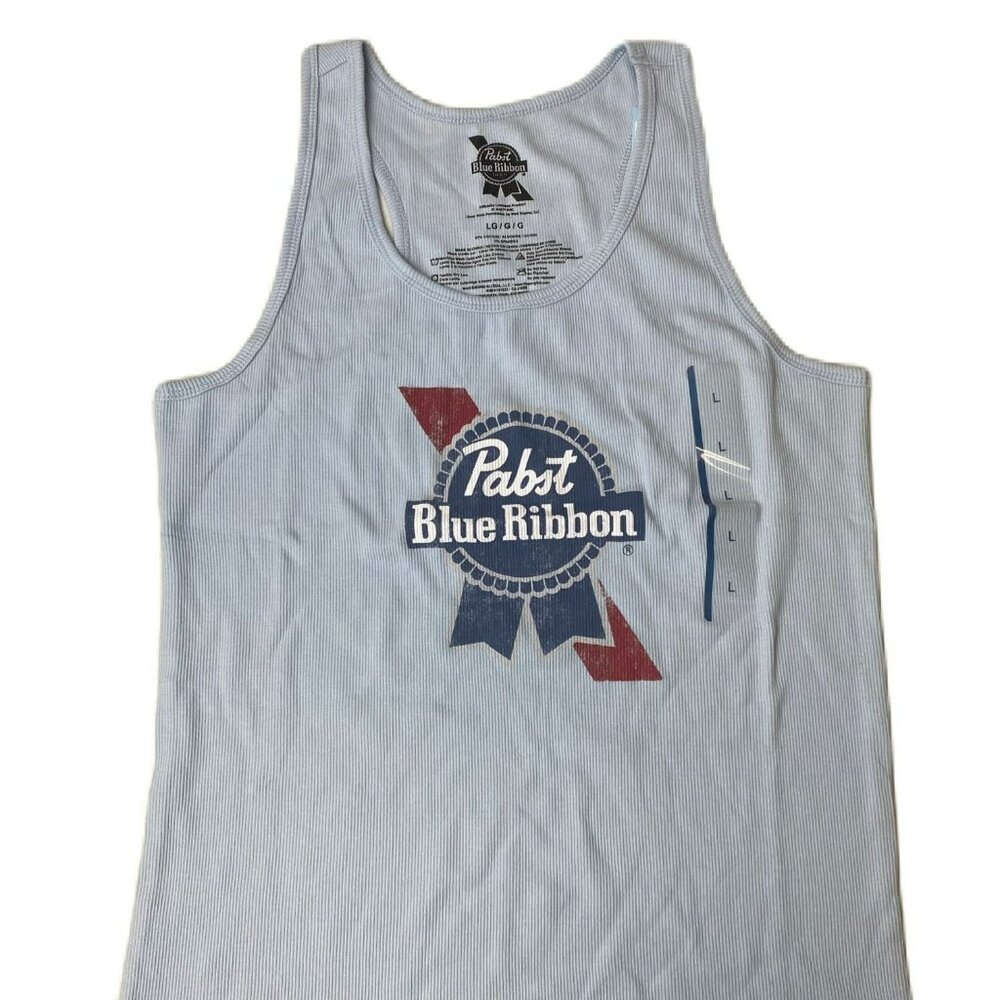 Women’s Light Blue Pabst Blue Ribbon Tank Top - Size L | Soft Stretch Fit | NEW